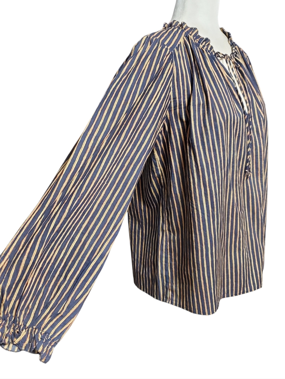 Velvet by Graham & Spencer Striped Tie-Neck Blouse Size Small - Picture 5 of 11